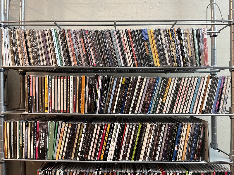Photo 1 of MUSIC CDS-VARIOUS GENRES 400 PLUS ALBUMS W 12 TIER METAL RACK (READ NOTES)