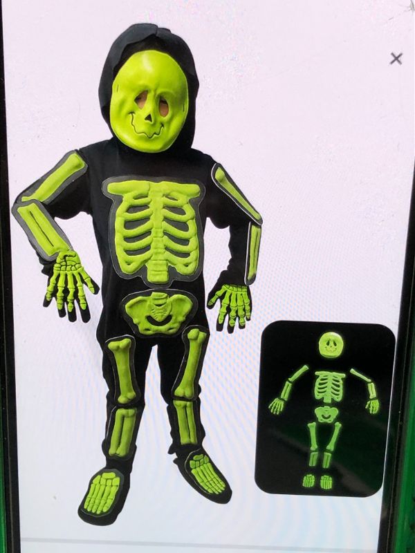 Photo 1 of KIDS HALLOWEEN SKELETON COSTUME GREEN/BLACK 3-4T