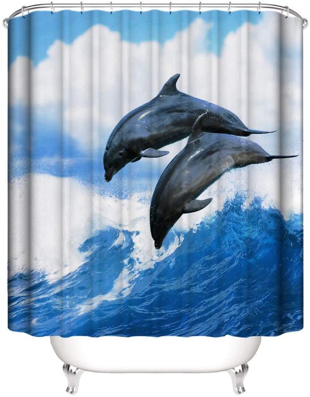 Photo 1 of ABETER Shower Curtain Weighted Hem Thickened Resistant Washable Bathroom Curtain 100% Polyester 72 x 72 Inch Extra with 12pcs Hooks
