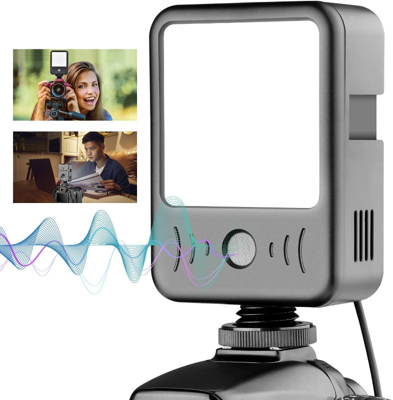 Photo 1 of LED Video Light, YELANGU Built-in Microphone Recording and Lighting 2 in 1 Light for Camera, 5600K Rechargeable, Plug-Play Portable Micro Light for Vlog YouTube Conference Zoom Call
