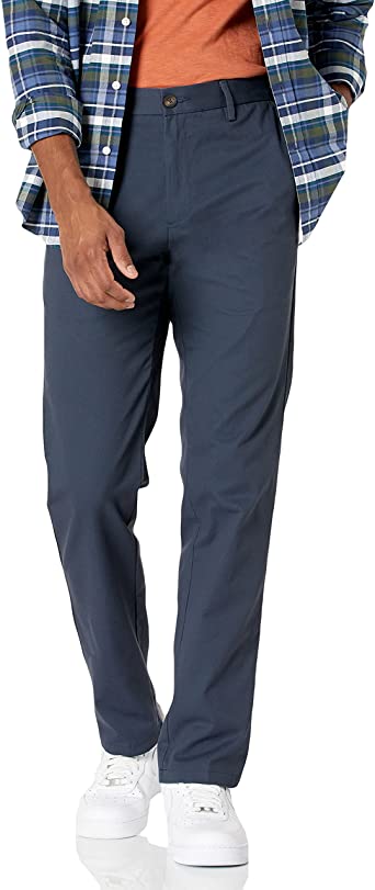 Photo 1 of Amazon Essentials Men's Slim-fit Wrinkle-Resistant Flat-Front Chino Pant ( 34 W X 28L ) ( NAVY ) 
