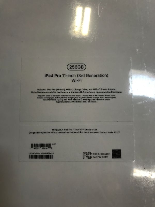 Photo 2 of 2021 Apple 11-inch iPad Pro (Wi?Fi, 256GB) - Silver ( FACTORY SEALED ) 
