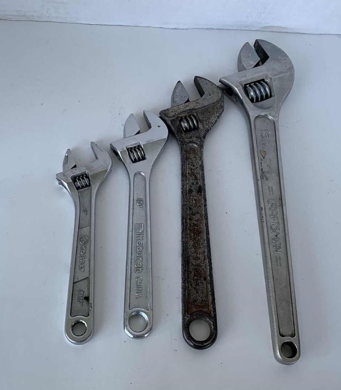 Photo 1 of 4 ADJUSTABLE WRENCHES 15”, 12”, 10” and 8”