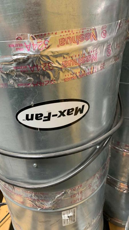 Photo 1 of MAX FAN 14” THE BEAST 230 VOLT 3300 CFN WITH BACKDRAFT DAMPER BENDABLE ELBOW AND DUCTING 67”