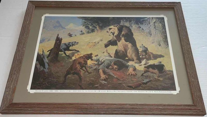 Photo 1 of “GRIZZLY AT BAY” WILLIAM R. LEIGH (1915) FRAMED ARTWORK 26” X 19.5”