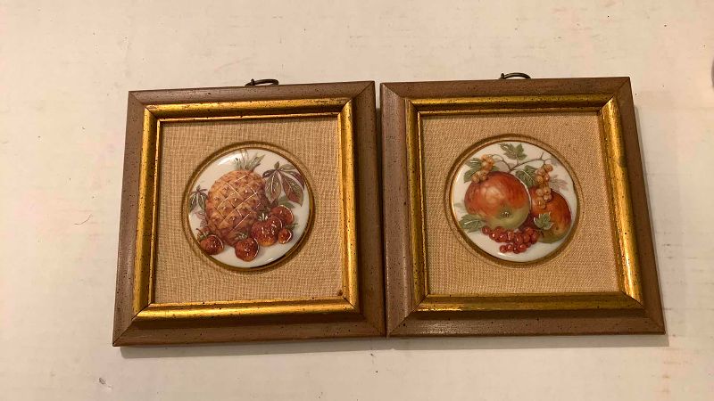 Photo 3 of ASSORTED VINTAGE WALL DECOR PAIR IS PORCELAIN PAINTED WIT 24K GOLD