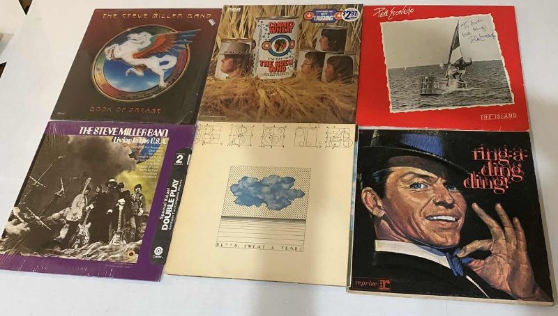 Photo 1 of ASSORTED VINTAGE RECORD ALBUMS VARIOUS ARTISTS: FRANK SINATRA, STEVE MILLER, GUESS WHO, BLOOD, SWEAT AND TEARS