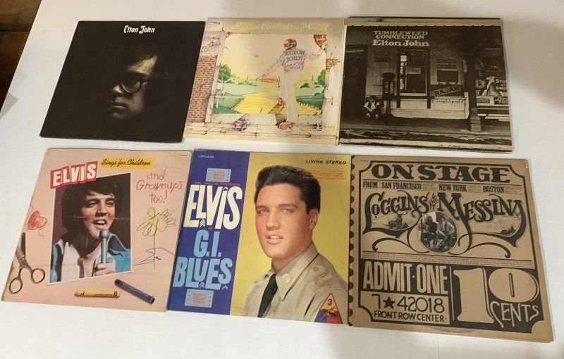 Photo 1 of ASSORTED VINTAGE RECORD ALBUMS VARIOUS ARTISTS: ELVIS,ELTON JOHN, AND LOGGINS AND MESSINA