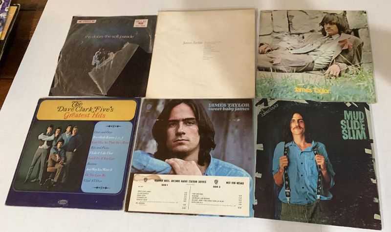 Photo 1 of ASSORTED VINTAGE RECORDS ALBUMS VARIOUS ARTISTS: THE DOORS, JAMES TAYLOR, DAVE CLARK FIVE