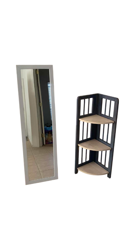 Photo 1 of HANGING MIRROR, CORNER SHELF UNIT AND CLOSET CLOTHING ORGANIZERS