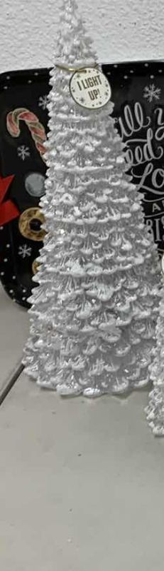 Photo 1 of 7 CHRISTMAS DECOR LIGHT UP TREES AND 3 SERVING TRAYS 