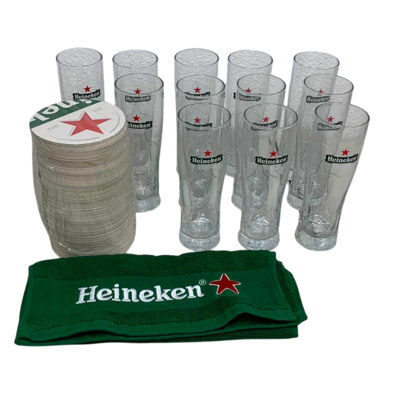 Photo 1 of 12 HEINEKEN BEER GLASSES, TOWELL AND COASTERS
