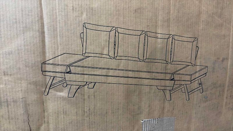 Photo 1 of OTHELLO GRAY ACACIA CONVERTIBLE OUTDOOR SOFA DAYBED + LIGHT GREY CUSHIONS