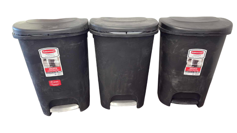 Photo 1 of 3-PCS RUBBERMAID 13G TRASH CANS