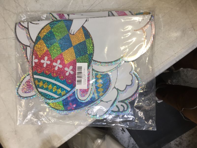 Photo 1 of 3 Pcs Easter Laser Bunnies with Eggs Yard Decorations,Outdoor Funny Bunnies with Eggs Corrugated Yard Signs Decor - 22”x 16” Happy Easter Yard Signs with H-shaped Metal Stakes.
