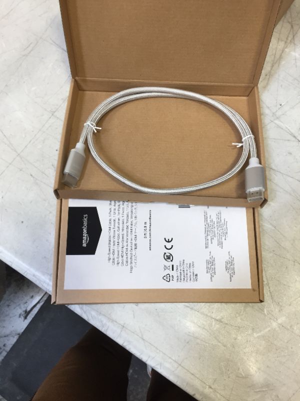 Photo 1 of Amazon Basics 10.2 Gbps High-Speed 4K HDMI Cable with Braided Cord, 3-Foot, Silver(2)