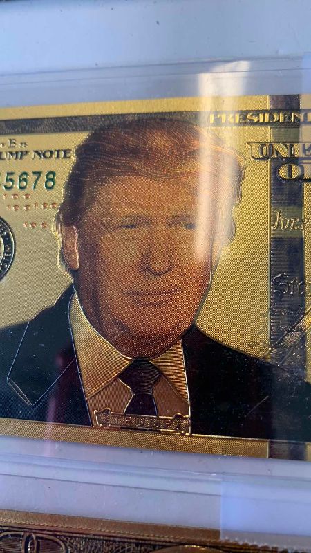 Photo 2 of SET OF THREE U.S. 100 DOLLAR BILLS GOLD TONED TRUMP