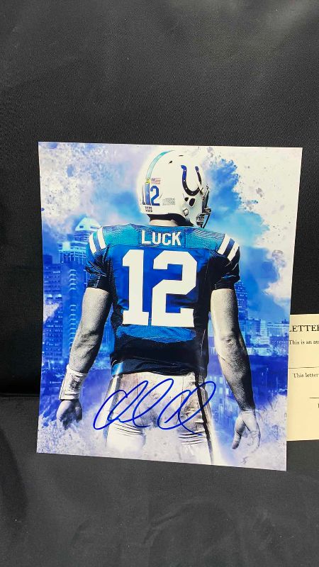 Photo 2 of ANDREW LUCK  - SIGNED AUTOGRAPHED PHOTO W LETTER OF AUTHENTICITY 8” X 10”