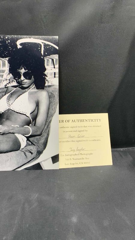 Photo 3 of PAM GRIER  - SIGNED AUTOGRAPHED PHOTO W LETTER OF AUTHENTICITY 8” X 10”