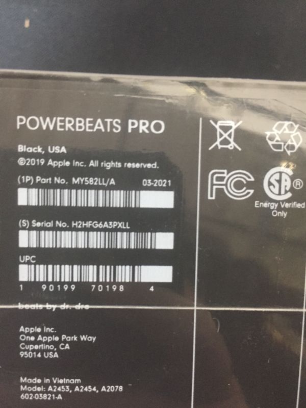 Photo 5 of Powerbeats Pro Wireless Earbuds - Apple H1 Headphone Chip, Class 1 Bluetooth Headphones, 9 Hours of Listening Time, Sweat Resistant, Built-in Microphone - Black --- FACTORY SEALED 
