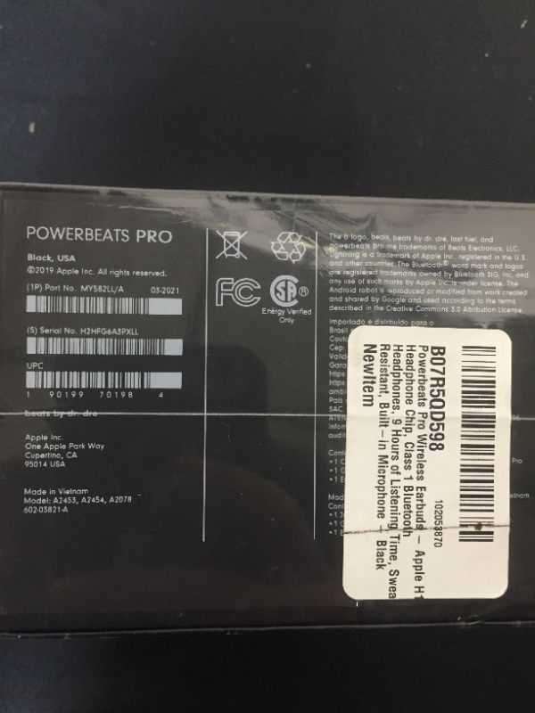 Photo 4 of Powerbeats Pro Wireless Earbuds - Apple H1 Headphone Chip, Class 1 Bluetooth Headphones, 9 Hours of Listening Time, Sweat Resistant, Built-in Microphone - Black --- FACTORY SEALED 
