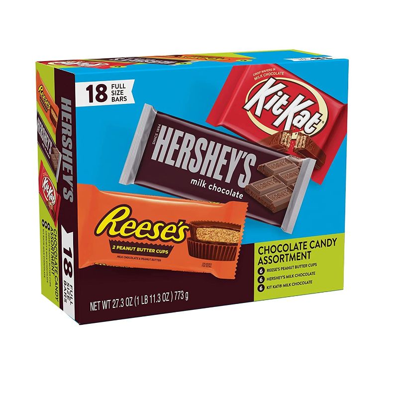 Photo 1 of Hershey's Chocolate Bar, Assorted, Variety Box - 18 bars, 27.3 oz bb 4/21