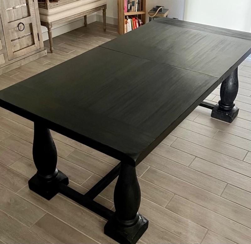 Photo 8 of GRAYSON EXTENSION BLACK SOLID WOOD DINING ROOM TABLE (78” long without the leaf and 110” long with the leaf.
39” wide and 31” tall)