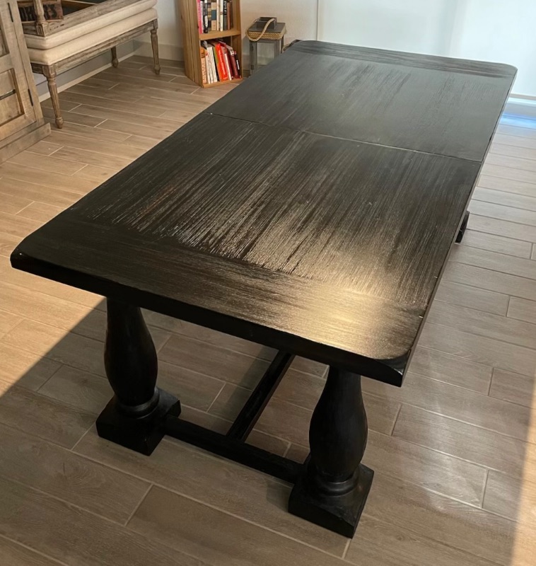 Photo 9 of GRAYSON EXTENSION BLACK SOLID WOOD DINING ROOM TABLE (78” long without the leaf and 110” long with the leaf.
39” wide and 31” tall)