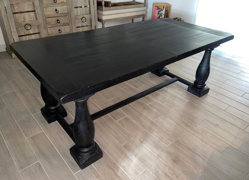Photo 3 of GRAYSON EXTENSION BLACK SOLID WOOD DINING ROOM TABLE (78” long without the leaf and 110” long with the leaf.
39” wide and 31” tall)