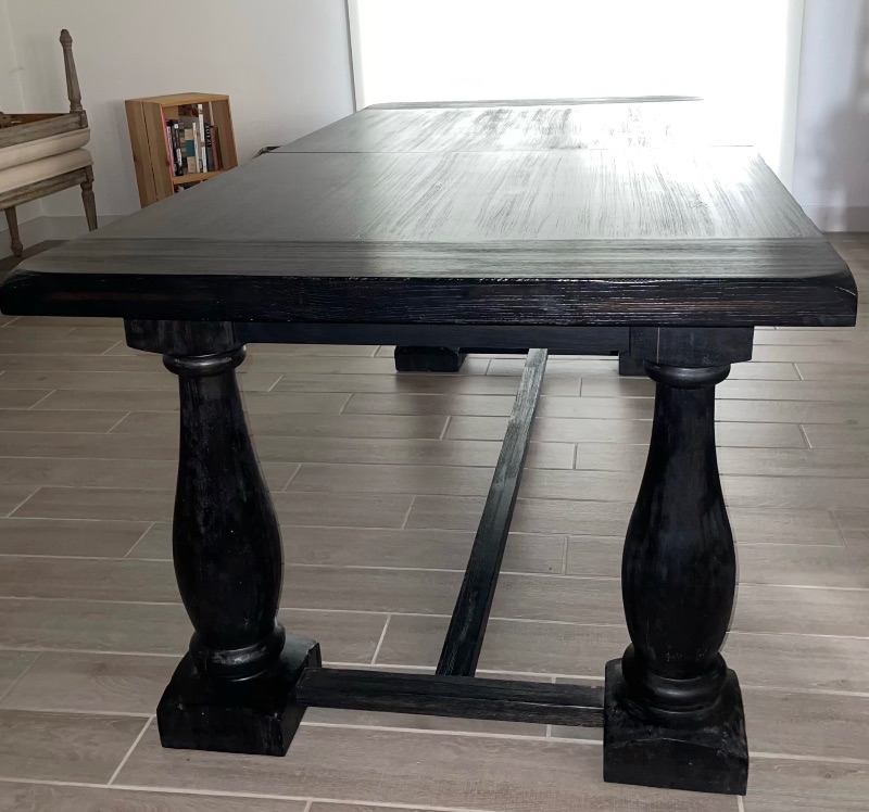 Photo 2 of GRAYSON EXTENSION BLACK SOLID WOOD DINING ROOM TABLE (78” long without the leaf and 110” long with the leaf.
39” wide and 31” tall)