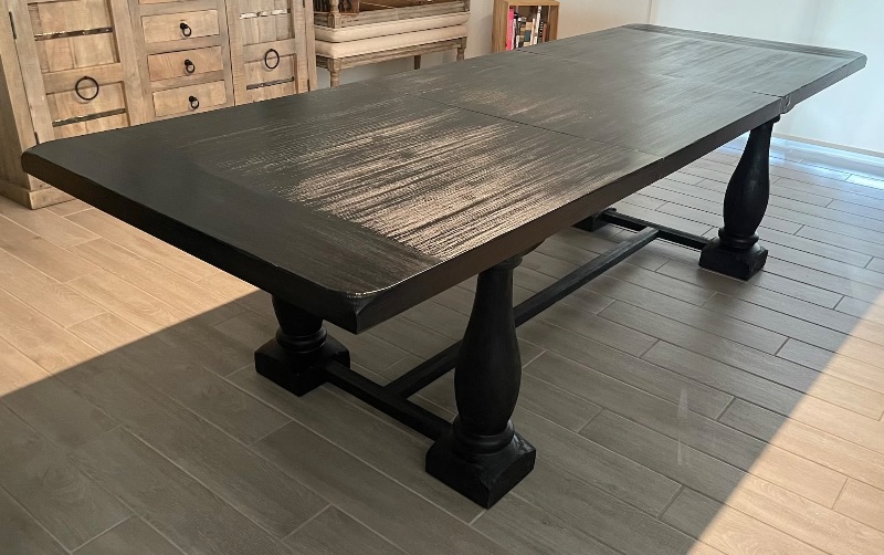 Photo 5 of GRAYSON EXTENSION BLACK SOLID WOOD DINING ROOM TABLE (78” long without the leaf and 110” long with the leaf.
39” wide and 31” tall)