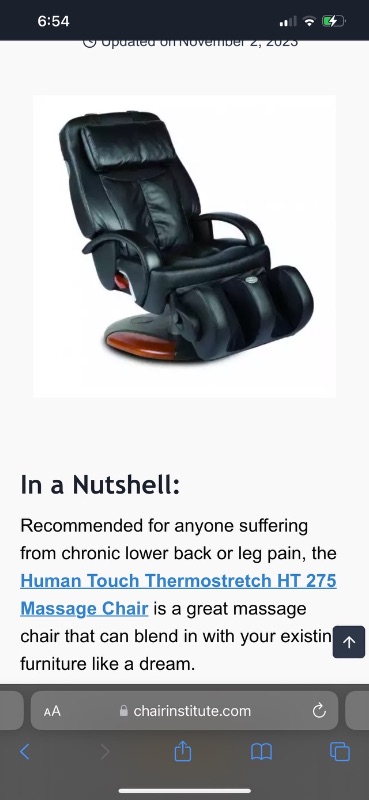 Photo 1 of HUMAN TOUCH THERMO STRETCH MASSAGE CHAIR
