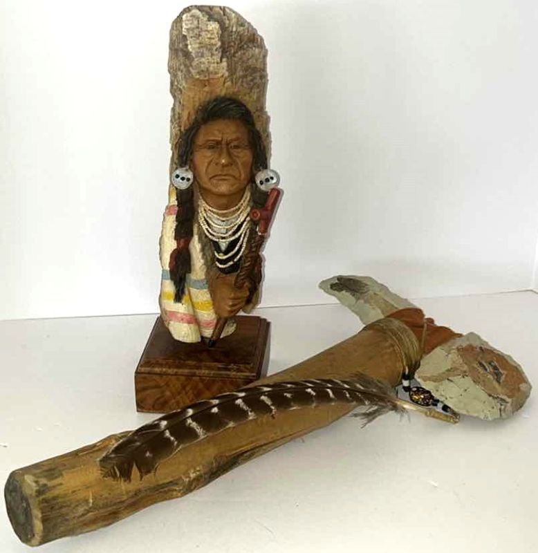 Photo 1 of INDIAN DECOR ( STATUE H 12”) TOMAHAWK 9” x 17”