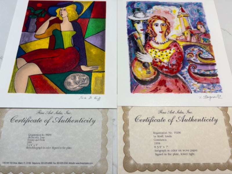 Photo 1 of 2 - ARTWORK WITH COA, “BEAUTY AND BEAU” SERIOLITHOGRAPH BY STEYNOVITZ & “CONSTANCA SERIOGRAPH BY LE KINFF