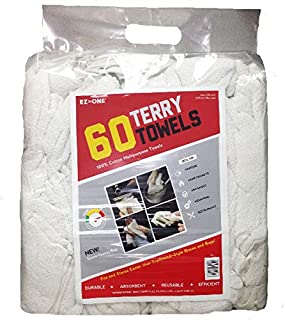 Photo 1 of 60 Pack Bag Of White Terry Cloth Towels (DIRT ON ITEM FROM EXPOSURE)