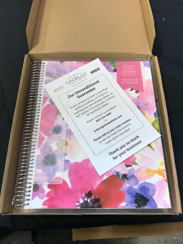 Photo 1 of Deluxe 2021-2022 Dated Teacher Planner: 8.5"x11" Includes 7 Periods, Page Tabs, Bookmark, Planning Stickers, Pocket Folder Daily Weekly Monthly Planner Yearly Agenda (Spring Floral)
