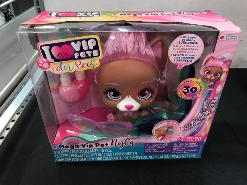 Photo 2 of IMC Toys VIP Pets Color Boost - Mega VIP Pet Nyla | Styling Head, 30+ Accessories, Kids Age 3+, Multi
DAMAGES TO PACKAGING 