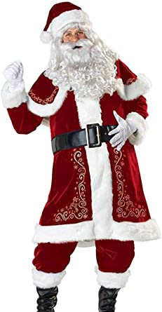 Photo 1 of Edith qi Men's Deluxe Santa Suit Thicken Plush Adult Christmas Costume Cosplay 3XL