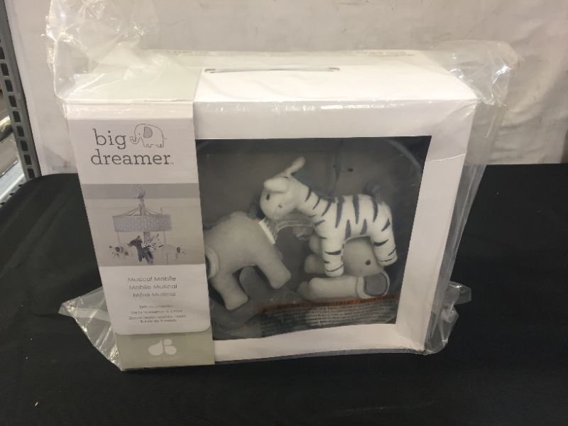 Photo 2 of Gray Just Born Big Dreamer Elephant Giraffe Zebra Musical Mobile Brahm's Lullaby
