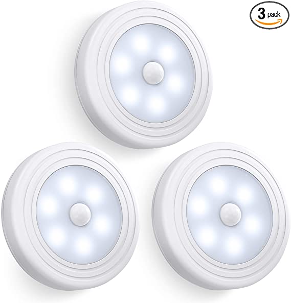 Photo 1 of Motion Sensor Light, Closet Light, Wall Light, Stick Anywhere with No Tools, Battery Operated Lights, LED Night Lights, Perfect for Staircase, Hallway, Bathroom, Bedroom, Kitchen, Cabinet (3 Pack)
