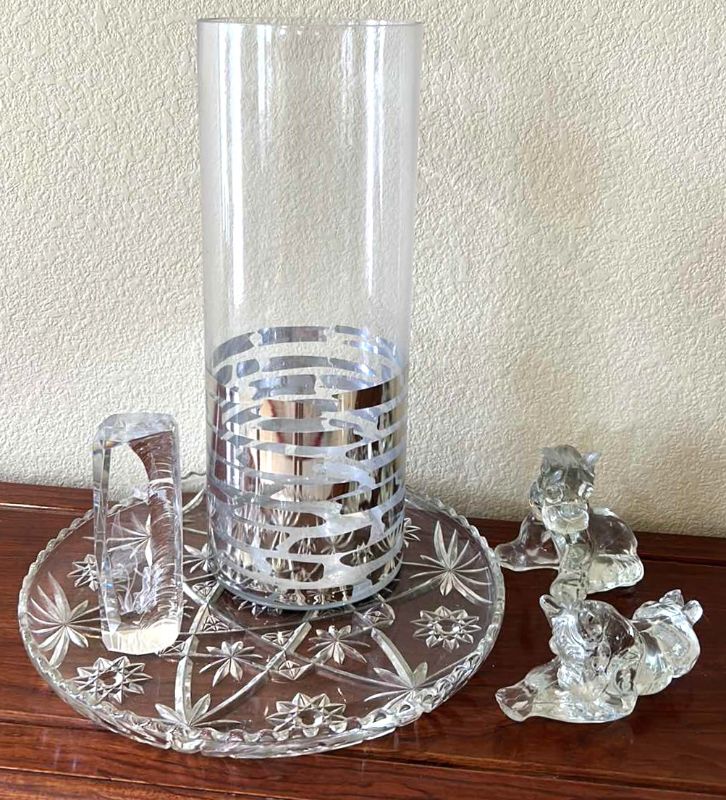 Photo 1 of 5 PC GLASS AND CRYSTAL DECOR ASSORTMENT (VASE H16”)