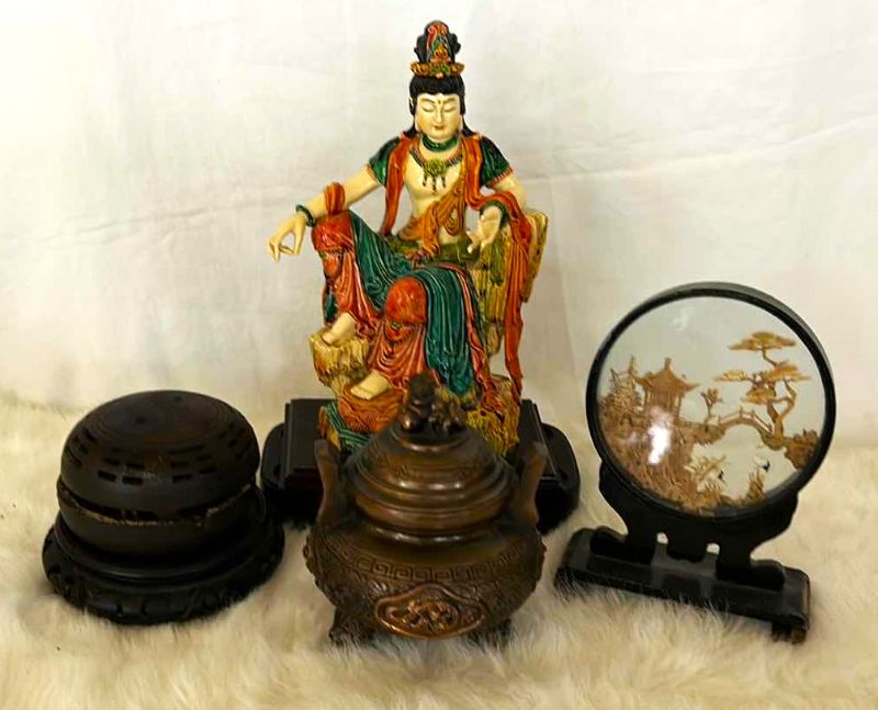 Photo 1 of ASIAN DECOR DIORAMA, PORCELAIN H12”. INCENSE BURNER AND MORE