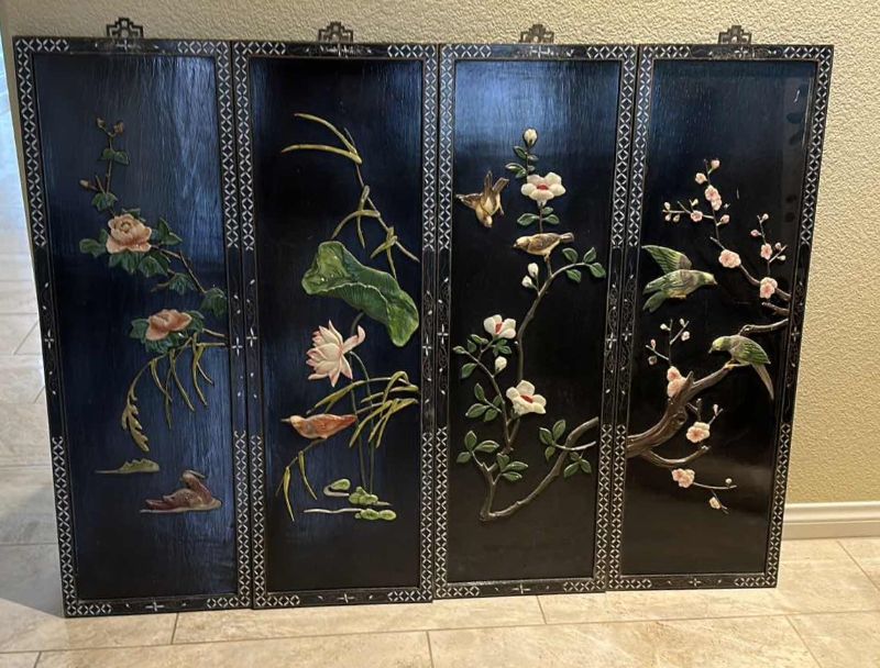Photo 1 of CHINESE SHELL 4 PANEL 3D WALL HANGING