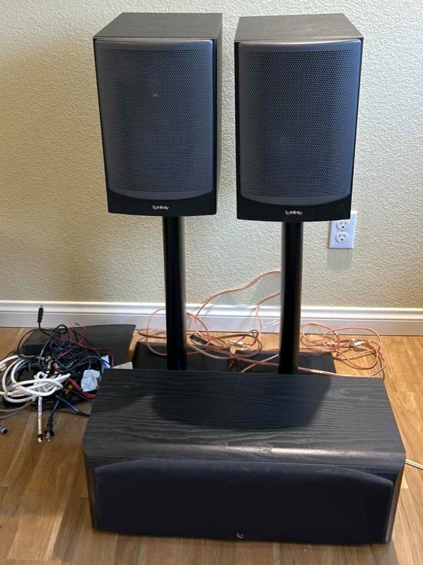 Photo 1 of INFINITY SPEAKER ASSORTMENT AND ACCESSORIES (INFINITY TOWER SPEAKERS H37”)