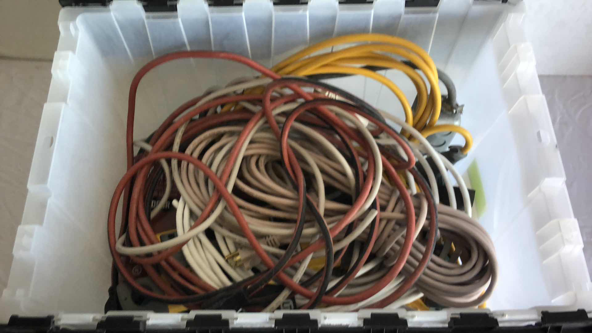 Photo 3 of LARGE BOX OF ASSORTED WORKING EXTENSION CABLES AND POWER JACKS