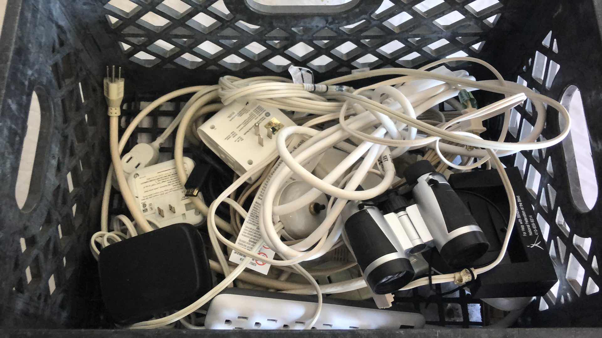 Photo 1 of BOX OF ASSORTED WORKING EXTENSION CABLES AND POWER JACKS