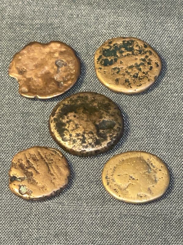 Photo 1 of 5 ANCIENT GREEK BRONZE COINS 2,300 YEARS OLD