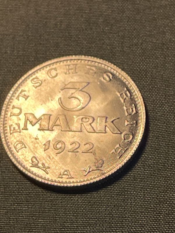 Photo 2 of 1922-A 3 GERMANY REICH MARK