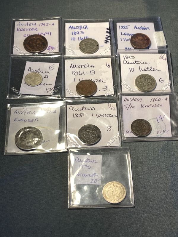 Photo 1 of 10 OLD COINS FROM AUSTRIA
