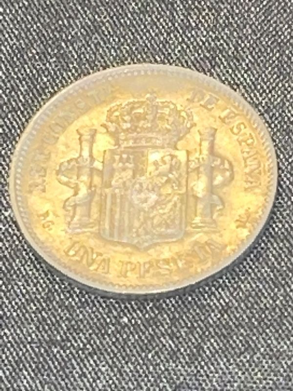 Photo 2 of 1893-93 SPANISH UNA PESETA P.G.L.